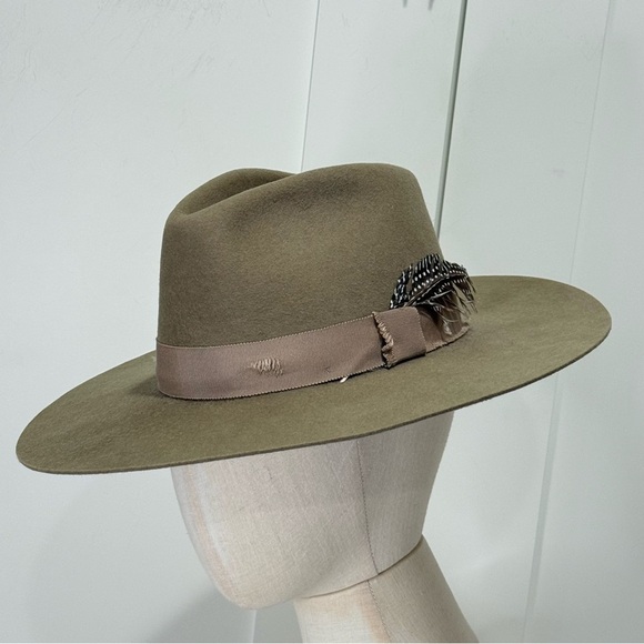 Lovely Bird Verona Antique Wool Feather Hat Medium Brown Festival Boho Coachella